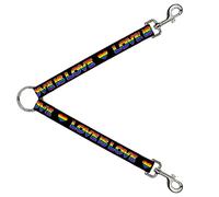 Séparateur de laisse pour chien Love is Love Cœur Noir arc-en-ciel 30 cm de long 2,5 cm de large