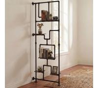 Séparateur de pièce avec étagère HWC-P10, étagère de salon, étagère de rangement, métal industriel mélaminé MVG 203x80x20cm brun foncé Marron