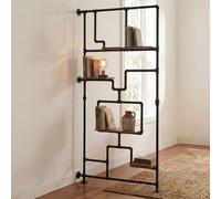 Séparateur de pièce avec étagère HWC-P10, étagère de salon, étagère de rangement, métal industriel mélaminé MVG 203x100x20cm marron Marron