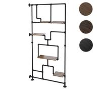 Séparateur de pièce avec étagère HWC-P10 Mélamine MVG 203x100x20cm marron