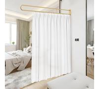 Séparateur de pièce en Forme de U avec Supports en métal - Crochets Plats Blancs de 2 m - Rideau médical pour Salon de beauté, Chambre à Coucher (Blanc, 2 m)