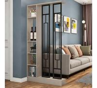 Séparateur de pièce entrée luxe léger,cloison décorative élégante pour rangement et séparation d’espace, écran haut de gamme pour décoration intérieure(Khaki Gray+Black,80x24x202cm/31.5x9.4x79.5in)