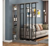 Séparateur de pièce entrée luxe léger,cloison décorative élégante pour rangement et séparation d’espace, écran haut de gamme pour décoration intérieure(Walnut+Black,100x24x202cm/39.4x9.4x79.5in)