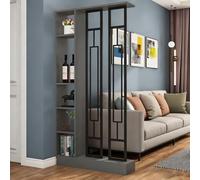 Séparateur de pièce entrée luxe léger,cloison décorative élégante pour rangement et séparation d’espace, écran haut de gamme pour décoration intérieure(Gray+Black,80x24x202cm/31.5x9.4x79.5in)