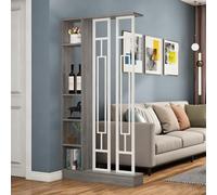 Séparateur de pièce entrée luxe léger,cloison décorative élégante pour rangement et séparation d’espace, écran haut de gamme pour décoration intérieure(Walnut+White,80x24x202cm/31.5x9.4x79.5in)