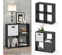 Séparateur de pièce étagère pour livres noir 4 compartiments Tetra Noir Vicco