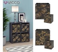 Séparateur de pièce Étagère Tetra noir 4 boîtes pliables 4 compartiments Vicco