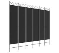 Séparateur de pièce pliable à 6 panneaux en tissu noir 240 x 200 cm Noir
