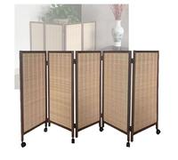 Séparateur de pièce pliable en bambou à 5 panneaux avec poulies occultantes, cloison décorative pour la maison, l'école, la maternelle (80 x 40 cm)