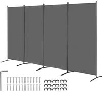 Séparateur de pièce VEVOR 4 panneaux Paravent 3464 x 1840 x 520 mm, pare-vue pliable & séparateur portable pour séparer les pièces, gris autoportant