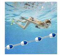 Séparateur de voie de piscine bleu et blanc avec bouées - Corde flottante sûre pour piscines - Barrière flottante durable pour l'entraînement à la natation et les pistes de compétition