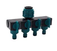 Séparateur d'eau à 4 voies - Splitter pour tube de jardin flexible | Appuyez sur Connecteur avec 4 vannes | Adaptateur d'irrigation indépendante et résistante à l'usage interne externe, accès pratique