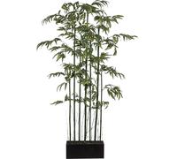 Séparateur d'espace en bambou Mix 180 cm tige naturelle verte dans une boîte en bois - plante artificielle pour votre maison