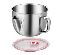 Séparateur d'huile de cuisson - Passoire à graisse de 18 x 11 cm, séparation d'huile de soupe, filtre à huiles de cuisine en acier inoxydable avec couvercle | Récipient à graisse domestique pour bol