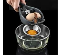 Séparateur d'Oeuf - Inox - Ouvre-Coquille Manuel - Noir - 2 en 1 - 21.9x10x2 cm