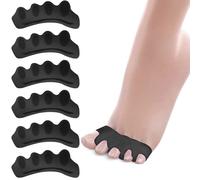 Separateur Orteil Hallux Valgus [6x], Silicone Amélioré, 0% BPA, Silicone en Gel Souple, Ecarteur Orteil, Pour Femmes et Hommes Soulagement Instantané de la Douleur Espaceurs d'orteils (Noir)