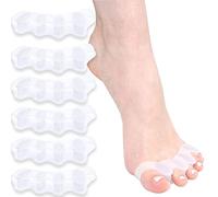 Separateur Orteil Hallux Valgus [6x], Silicone Amélioré, 0% BPA, Silicone en Gel Souple, Ecarteur Orteil, Pour Femmes et Hommes Soulagement Instantané de la Douleur Espaceurs d'orteils (blanc)