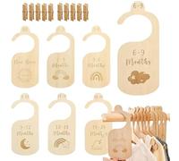 Séparateur Penderie Bébé,Diviseurs de Garde-Robe Bébé,Diviseurs de Taille Vêtements,Séparateurs de Placard en Bois,avec 10 Pinces à Linge en Bois,pour Bébé du Nouveau-né à 24 Mois