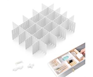 Séparateur Tiroir, Diviseur Tiroir Découpable avec Clips et Boucles, 12 Piezas Grille Diviseur de Tiroir Assemblage sans Colle, Separateur Tiroirs pour Sous-vêtements Chaussettes Cuisine Bureau