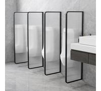 Séparateur urinoir mural pour homme, cadre en acier inoxydable avec panneau en verre translucide, 2 pièces, cloison de toilettes noires pour hôtels et toilettes publiques