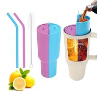 Séparateurs Boissons pour Stanley Cup 40oz, 2 en 1 Séparateur Tasse Silicone, Accessoires Stanley, avec 2 Couvercles 2 pailles, Double Bac Intérieur Chaud et Froid, Grande Capacité pour Jus, Café