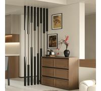 Séparateurs de Pièce à Lattes en Fer Métallique, Écran de Confidentialité sur Pied pour Chambre à Coucher Salon, Colonne de Séparation Intérieure 5/8 Pièces Poteau Mural Noir(8pcs-C,150cm/59in/4.9ft)