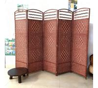 séparateurs de pièces Paravent Pliable Court, Cloisons De Séparation Pliables pour La Décoration Scolaire, Paravents De Séparation D'extérieur Pliables en Osier(C-6 pcs,H W 120cm x 50cm)