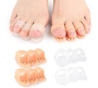 Séparateurs d'orteils pour homme et femme, 4 entretoises d'orteils en gel, redresseur élastique pour oignon, orteils superposés et bouclés, coupables et adaptés à tous les orteils, 2 pièces beige + 2