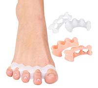 Séparateurs D'orteils Toe Spacer[4x]-2 pièces Silicone en Gel Souple, Convient aux adultes et aux personnes âgées, pour corriger les orteils tordus superposés, Soulager la douleur stress-Blanc/rose