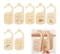 Séparateurs Placard pour Bébé Bois,7pcs Separateur Penderie pour Bébé Mois,Diviseurs de Garde Robe Bébé,Organisateurs Vêtements pour Bébé,Diviseurs de Taille Vêtements,Organisateurs Tissu pour Bébé