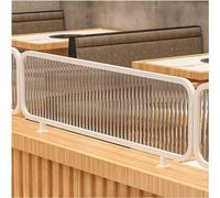 Séparateurs pour salles à Manger avec Cadre en Fer et Verre rayé, cloisons décoratives pour comptoir, clôture Basse, séparateur de Table de Restaurant (Couleur : Blanc-b, Taille : 30 x 110 cm)