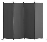 Séparation de pièce 4 pièces - Paravent pliable - Cloison Grise - Flexible pour le bureau et la maison