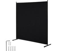 Séparation de pièce Paravent Cloison 1,8 m Panneau simple Noir Protection contre les regards pour bureau et pièces à vivre