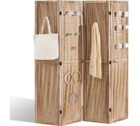 Séparation de pièce pliable en bois 4 pièces - Paravent 170 cm Portable - Séparation de pièce pour une décoration élégante - Braun