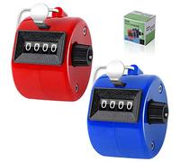 SEPGLITTER Lot de 2 compteurs manuels Clicker Counter à 4 chiffres Compteur de quantité Compteur de doigts Compteur de tours pour Compteur de personnes, Sport School (rouge, bleu)