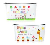 SEPGLITTER Lot de 2 sacs de maquillage en toile pour enseignants - Avec mots de remerciement - Trousse à maquillage blanche avec fermeture éclair - 25 x 13 cm