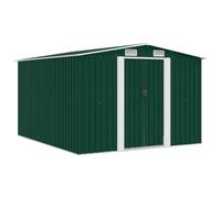 sephironlbb Abri de Jardin en métal Vert 257x298x178 cm avec Double Porte coulissante, Ventilation optimale, Surface de Rangement pour Outils, mobilier, vélo, Tondeuse, Protection extérieure Durable
