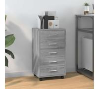 sephironlbb Armoire à tiroirs avec roulettes Sonoma Gris Bois d'ingénierie, Meuble de Rangement Bureau 5 tiroirs 33x38x63 cm, Colonne modulable pour Chambre, Atelier, Cuisine, entrée, Salon