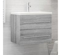 sephironlbb Armoire de lavabo Sonoma Gris 60x38,5x48 cm Bois d'ingénierie Meuble Salle Bain avec tiroir Rangement pour évier Vasque Toilette Accessoire Organisateur Suspendu