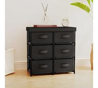 sephironlbb Armoire de Rangement avec 6 tiroirs en Tissu et Acier Noir 55x29x55 cm, Meuble Colonne léger pour Bureau, Chambre, Cuisine, Garage, Organisateur de Placard et Stockage d’Outils