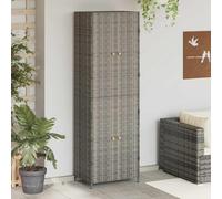 sephironlbb Armoire de Rangement Jardin Gris en résine tressée avec Cadre Acier 59x40x180 cm 4 Compartiments Meuble Organisateur pour Garage Atelier buanderie