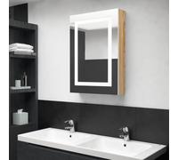 sephironlbb Armoire de Salle de Bain à Miroir LED Blanc et chêne 50x13x70cm avec 3 étagères, Rangement Mural pour Meuble lavabo, Porte Miroir éclairante pour Toilette et buanderie