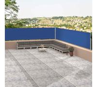 sephironlbb Auvent latéral rétractable Bleu 117x1200 cm avec Toile en Polyester UV déchirure résistant pour terrasse Balcon Jardin Protection Solaire et Vent, Support Mural inclinable
