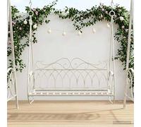 sephironlbb Banc à bascule en acier blanc vieilli - 112 x 60 x 126,5 cm - Balançoire de jardin pour terrasse, balcon, extérieur - Avec cadre en métal résistant aux intempéries et assise confortable