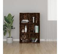 sephironlbb Bibliothèque en bois de chêne fumé 66 x 30 x 98 cm avec 6 compartiments, polyvalente comme buffet, peu encombrant pour salon, bureau, chambre à coucher, espace de rangement et étagère