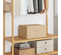 sephironlbb Boîte de rangement en tissu non tissé crème 43 x 34 x 23 cm pliable avec système de séparation pratique pour chambre à coucher, salon, bureau, peu encombrant et empilable
