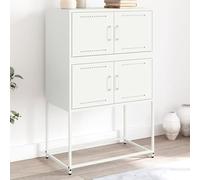 sephironlbb Buffet Blanc en Acier 68,5x38,5x107 cm Meuble de Rangement avec 4 Compartiments Portes, Buffet bahut vaisselier pour Salon séjour Cuisine entrée, Armoire Console Pratique et Stable