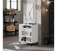 sephironlbb Buffet Blanc en Bois d’ingénierie 57x35x70 cm avec 3 étagères métal Stable pour Rangement Salon séjour Cuisine décoration Pratique et Espace organisé