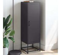 sephironlbb Buffet Haut Noir en Acier 36x39x123 cm avec Porte et Compartiments, Meuble de Rangement pour Salon séjour Cuisine, Armoire Console Placard vaisselier Enfilade