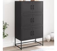 sephironlbb Buffet Noir en Acier 68,5x38,5x123,5 cm, Meuble de Rangement avec 6 Compartiments, Porte Pratique pour Salon, Chambre, Cuisine, Console, vaisselier, Commode, Armoire
